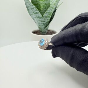 Silver and Blue Gemstone Ring